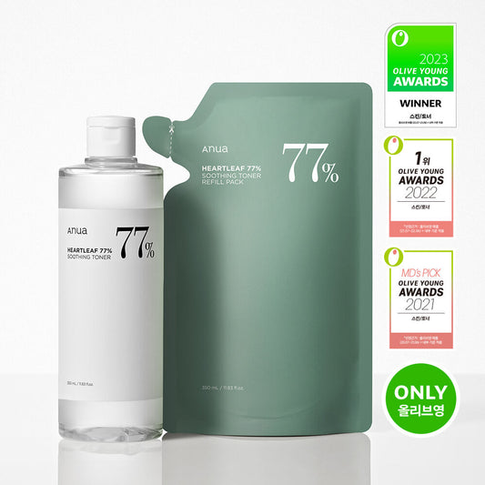 Anua 魚腥草77% 舒緩爽膚水 OliveYoung特價 補充裝特別套裝(350ml+350ml補充裝)Anua Houttuynia cordata 77 Soothing Toner 350ml