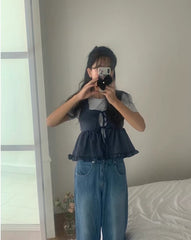 荷葉邊迷你格Ribbon小背心🎀